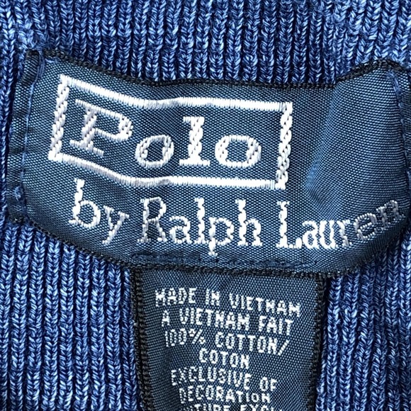 Polo By Ralph Lauren Hoodie Mens Large Blue Henley Knit Pullover Kangaroo Pocket - Picture 4 of 9